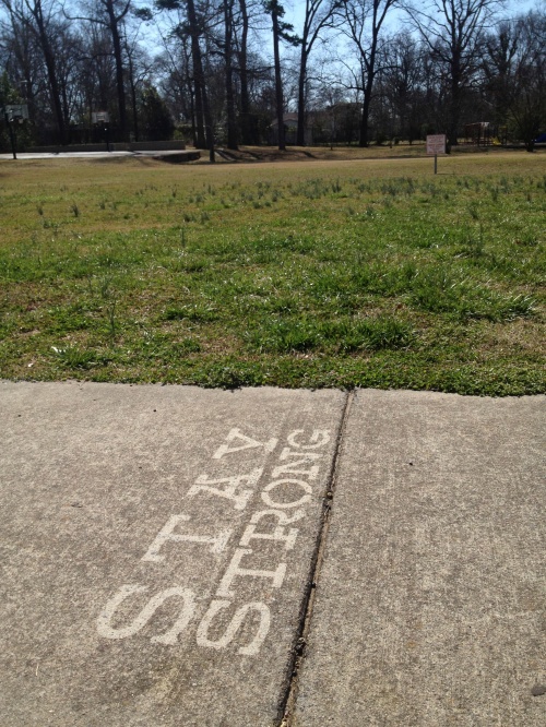 Encouraging messages from OrthoCarolina along the Noda Brewing Run Club Route.